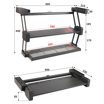 2-Tier Folding Drop-Down Cabinet Shelf