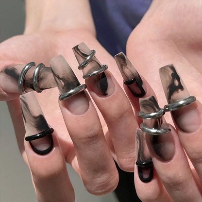 Custom Press-On Nails- [Černá mlha]