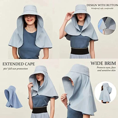 Full Cover Ice Silk Extended Brim Shawl Sun Hat