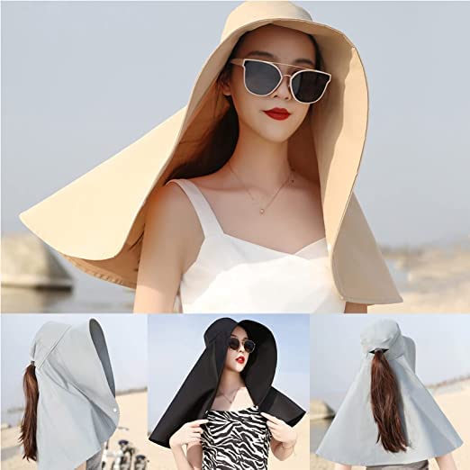 Full Cover Ice Silk Extended Brim Shawl Sun Hat