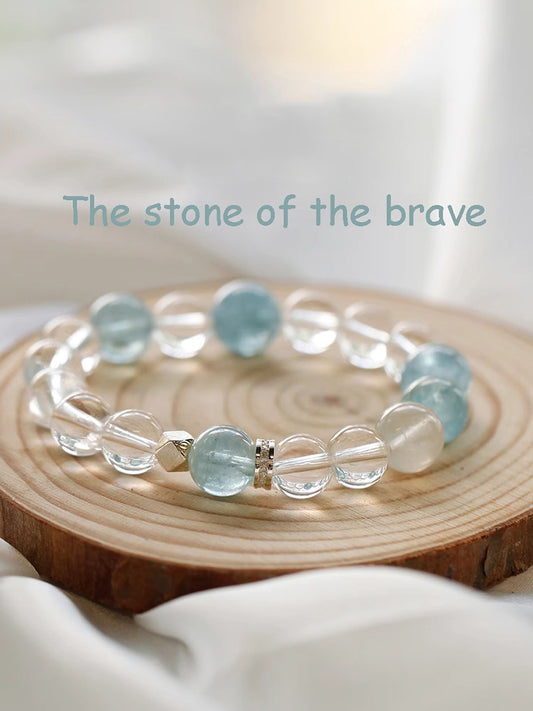 Bracelet de Cristal Blanc et Aigue-marine Brésilienne