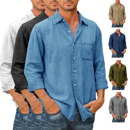 🔥Mens Long Sleeve Button Down Shirt