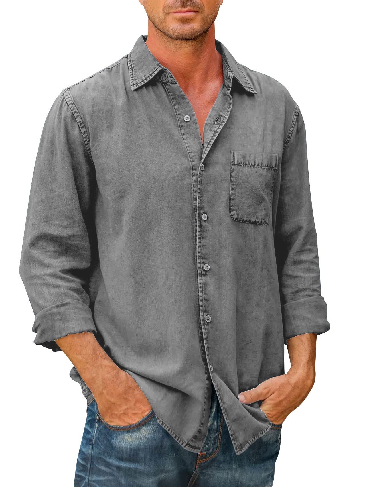 🔥Mens Long Sleeve Button Down Shirt