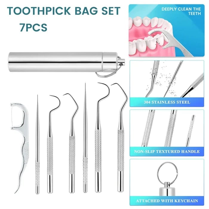 Stainless Steel Toothpick Set 7pcs Reusable