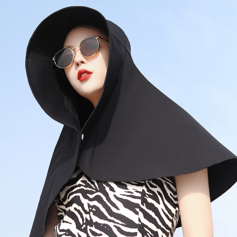 Full Cover Ice Silk Extended Brim Shawl Sun Hat