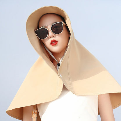 Full Cover Ice Silk Extended Brim Shawl Sun Hat