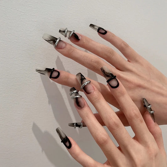 Custom Press-On Nails-[Black Fog]