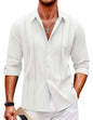 Mens Long Sleeve Cuban Guayabera Shirt Casual Summer Shirt