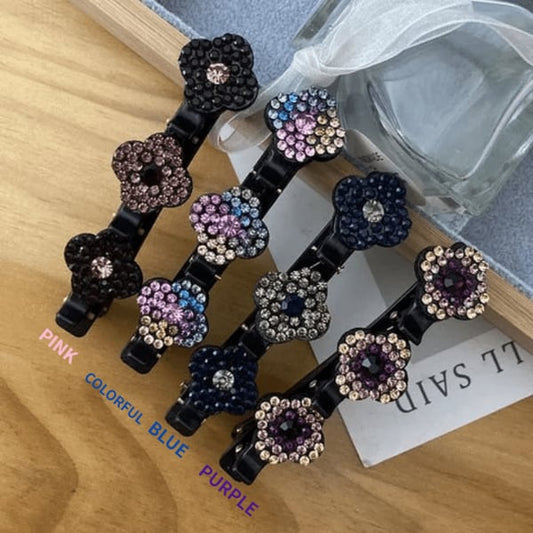 Sparkling Crystal Stone Braided Hair Clips