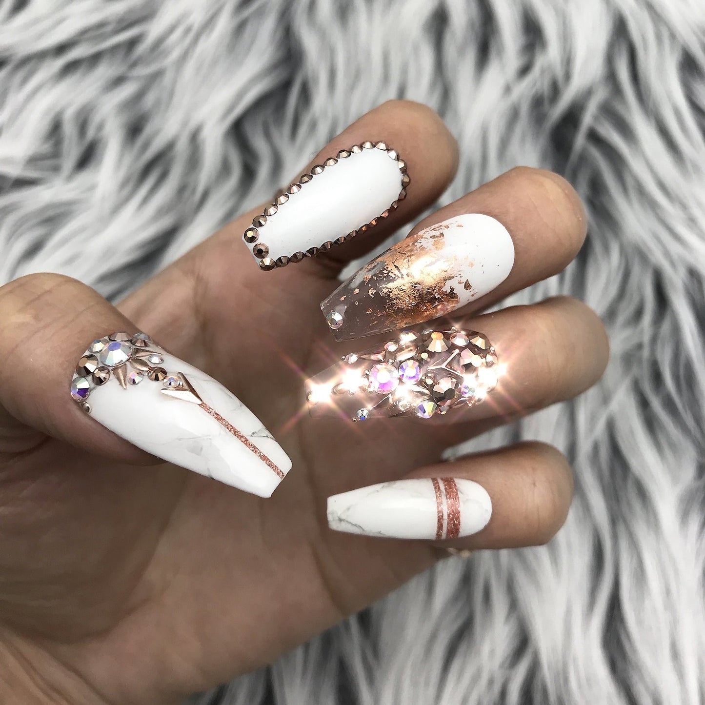 Custom Press-On Nails-[Rose Gold Marble]