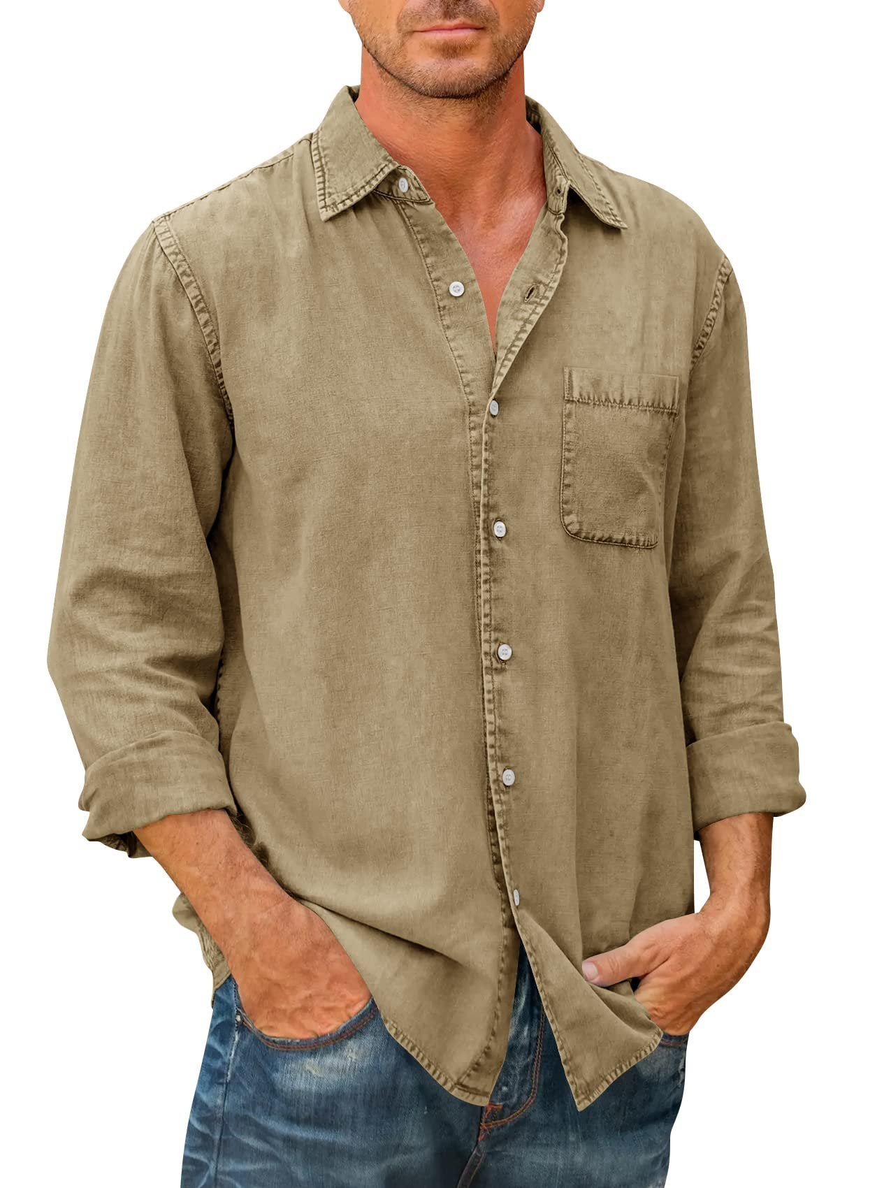 🔥Mens Long Sleeve Button Down Shirt