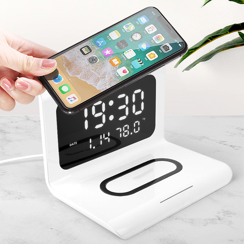 3 in 1 Digital Alarm Clock with Super Wireless Charging