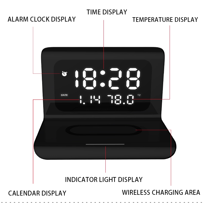 3 in 1 Digital Alarm Clock with Super Wireless Charging