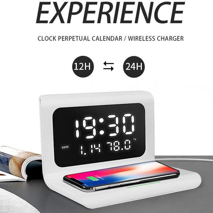 3 in 1 Digital Alarm Clock with Super Wireless Charging