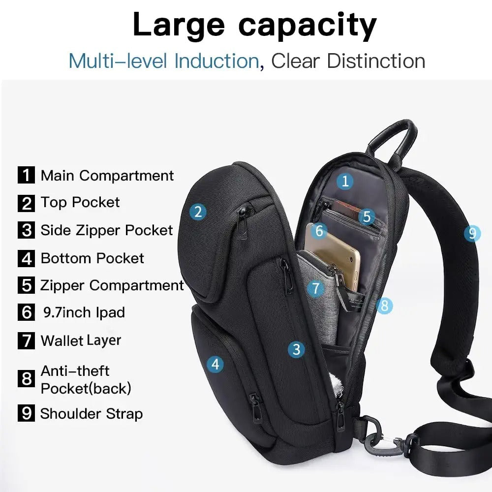 USB charging sport sling  Anti-theft shoulder bag