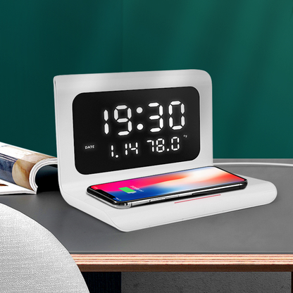 3 in 1 Digital Alarm Clock with Super Wireless Charging